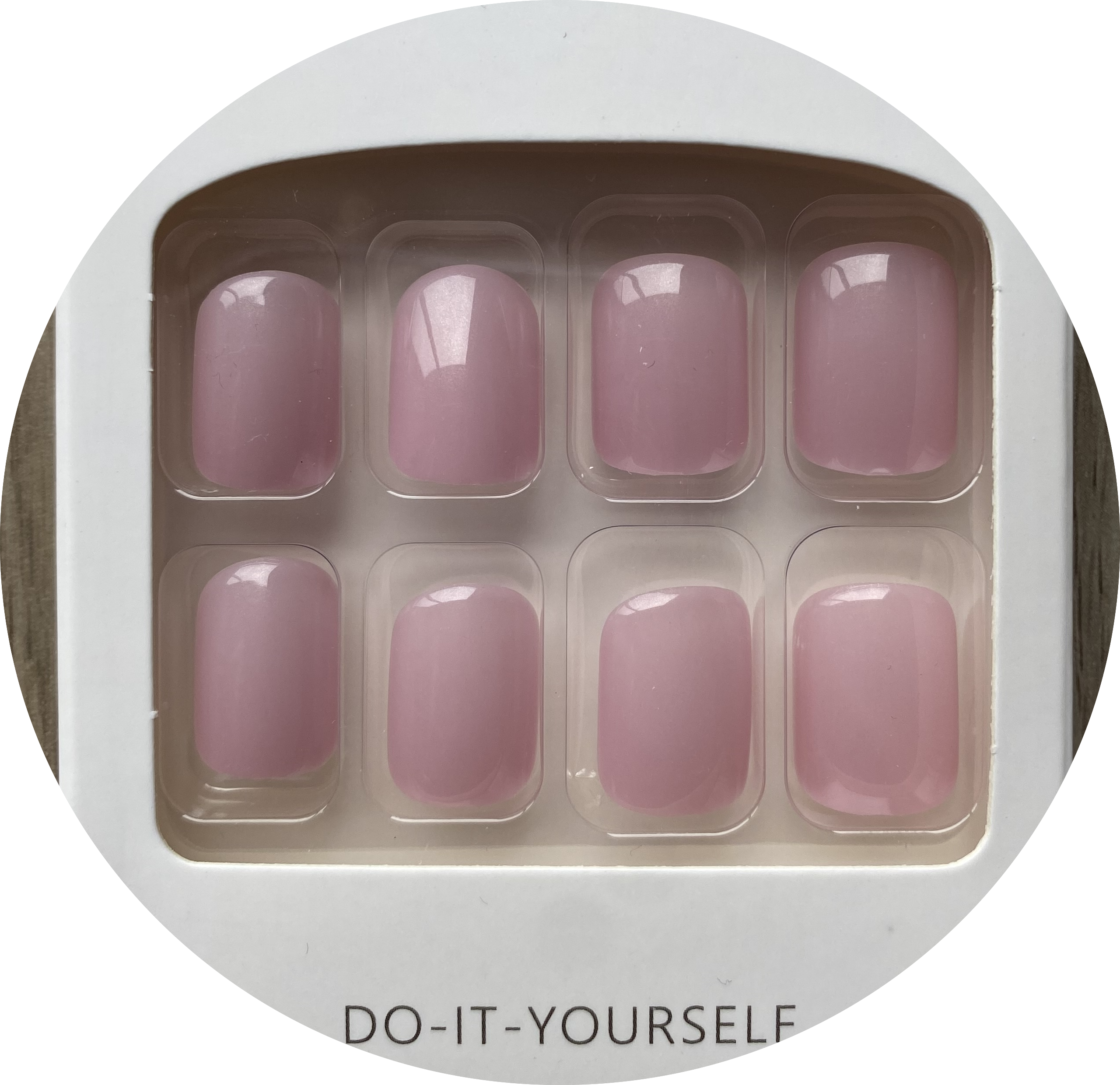 UÑAS POSTIZAS PRESS ON SEMI CUADRADAS CORTAS 24PCS ADHESIVAS ROSA NACARADO - 1