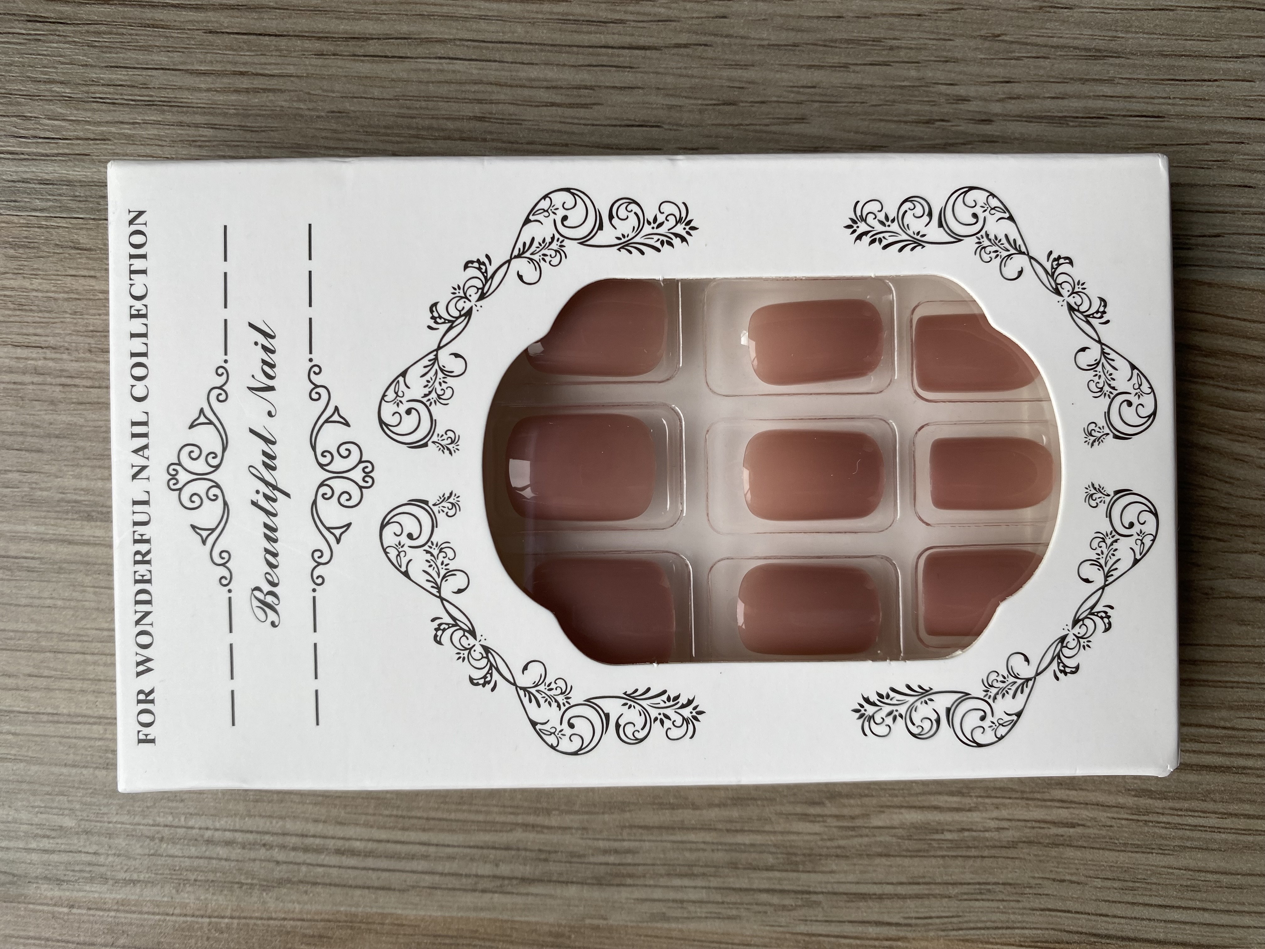 UÑAS POSTIZAS PRESS ON CUADRADAS CORTAS 24PCS UNICOLOR ADHESIVAS MARRON CLARO - 1