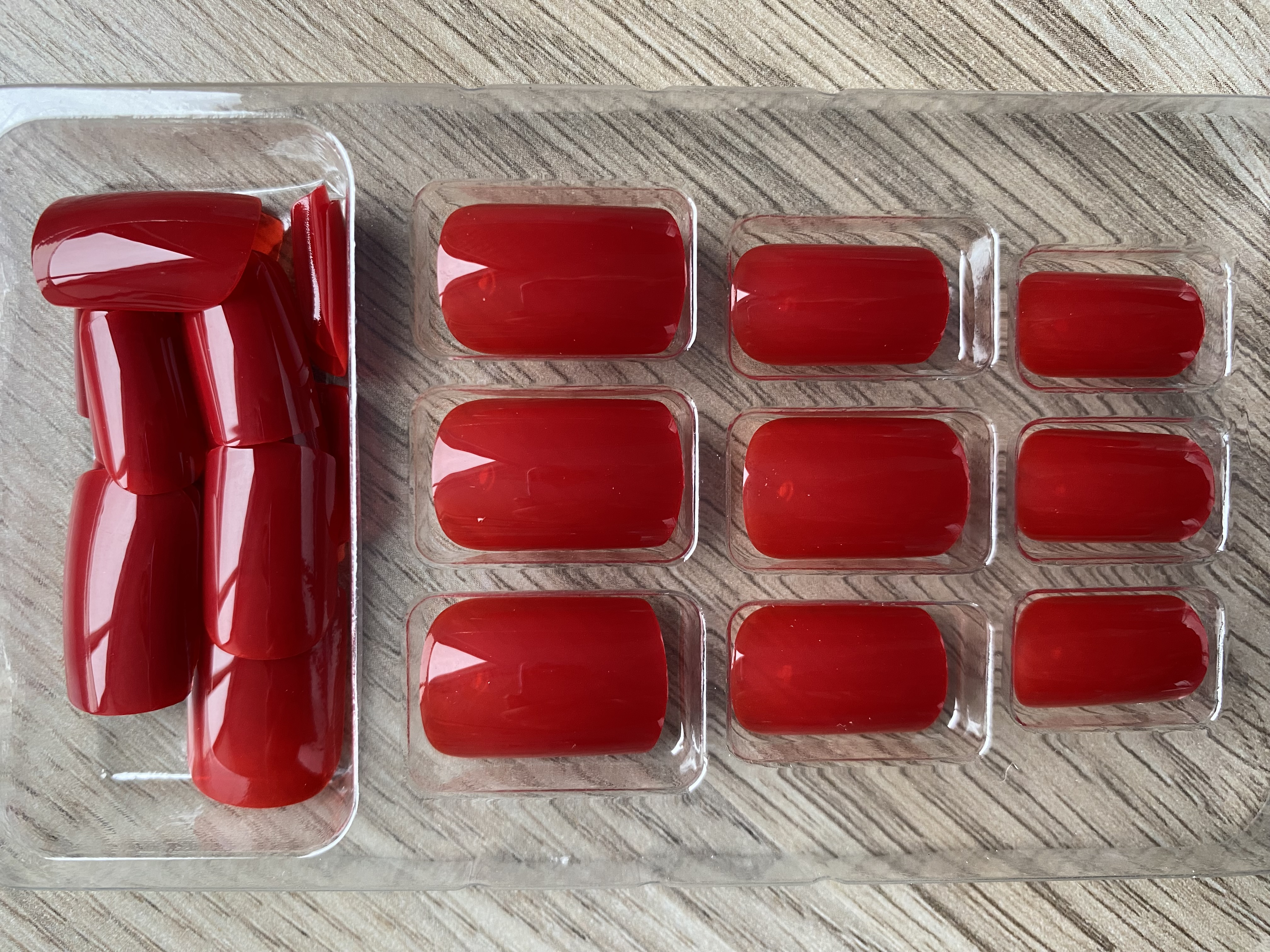 UÑAS POSTIZAS PRESS ON LARGAS 24PCS CUADRADAS UNICOLOR ROJO CLARO - 3