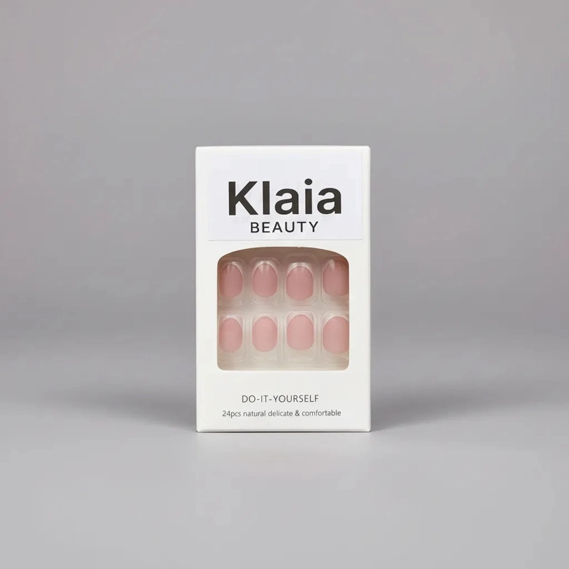 GENÉRICO UÑAS PRESS ON ADHESIVAS CORTAS/MEDIO 24PCS VERANO ROSA PALIDO FRANCESAS/ SEMI CUADRADAS
