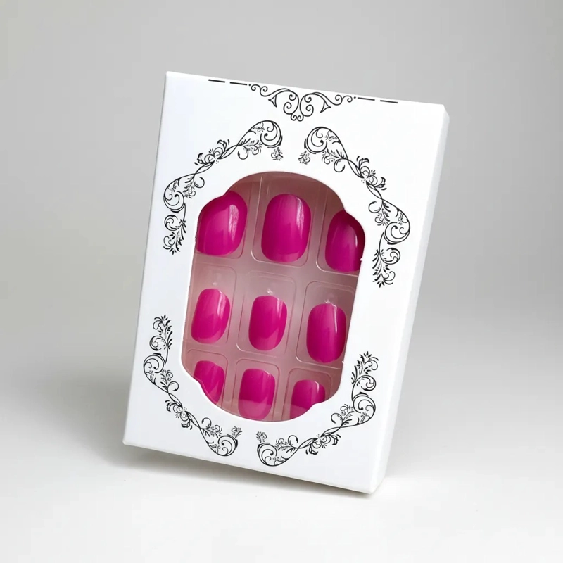 UÑAS PRESS-ON ADHESIVAS CORTAS/MEDIO REDONDEADA 24PCS VERANO ON FUCSIA - 1