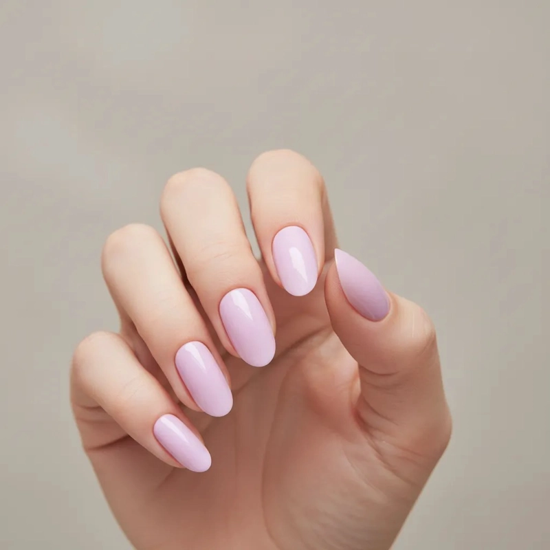 UÑAS POSTIZAS PRESS-ON FORMA DE ALMENDRA 24PCS UNICOLOR ROSA PASTEL- LARGO MEDIO UÑAS POSTIZAS - 3
