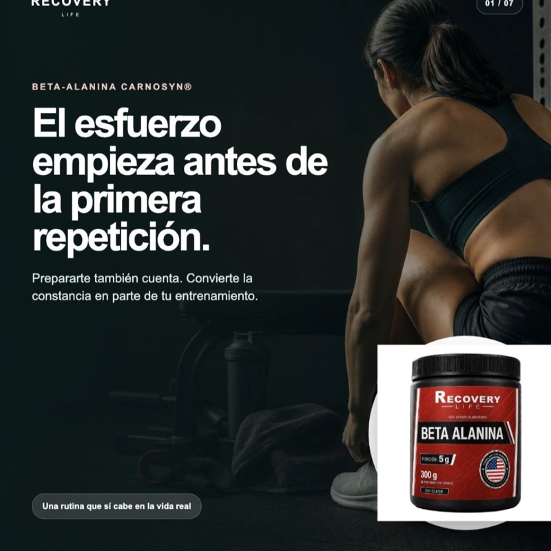 100% AMERICANA BETA ALANINA CARNOSYN ALTA CALIDAD RECOVERY LIFE 300 G SIN SABOR - 2