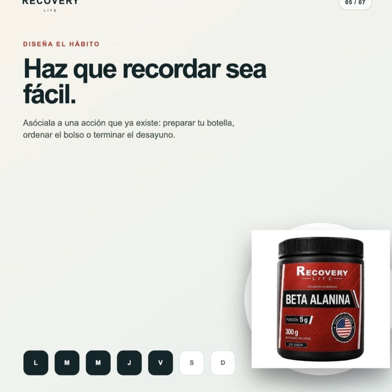 100% AMERICANA BETA ALANINA CARNOSYN ALTA CALIDAD RECOVERY LIFE 300 G SIN SABOR - 5
