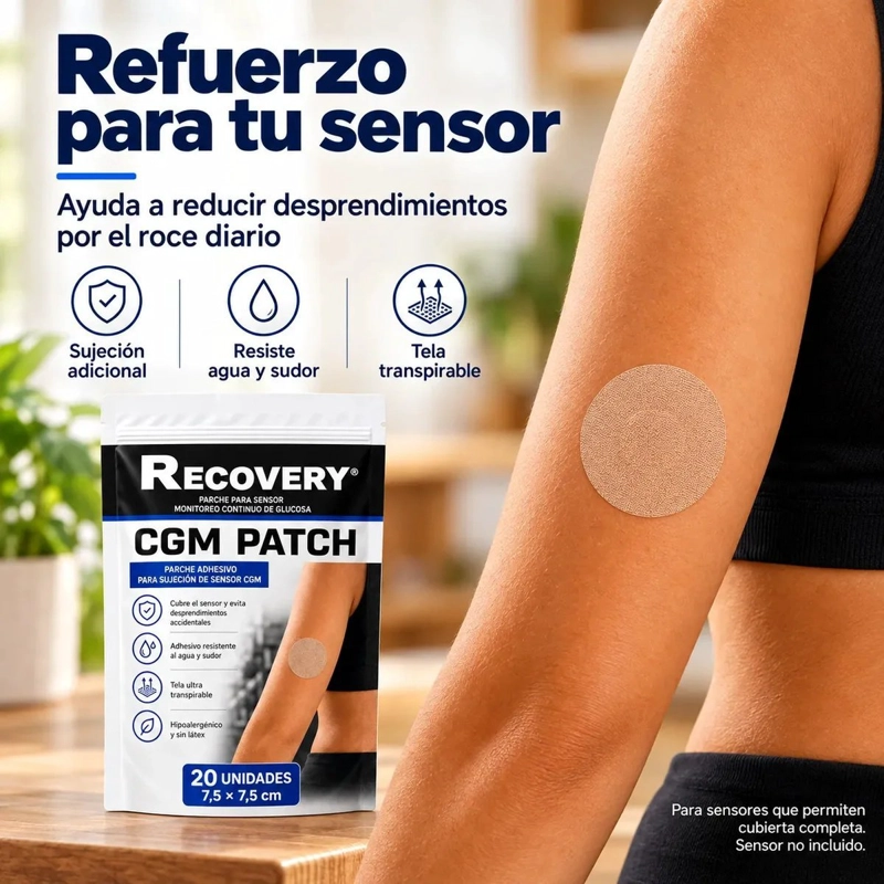 PARCHES PARA SENSOR CGM RECOVERY BEIGE 20 UNIDADES 7,5 X 7,5 CM - 2
