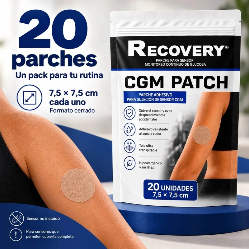 PARCHES PARA SENSOR CGM RECOVERY BEIGE 20 UNIDADES 7,5 X 7,5 CM - 5