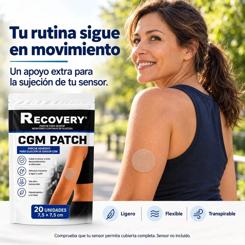 PARCHES PARA SENSOR CGM RECOVERY BEIGE 20 UNIDADES 7,5 X 7,5 CM - 6