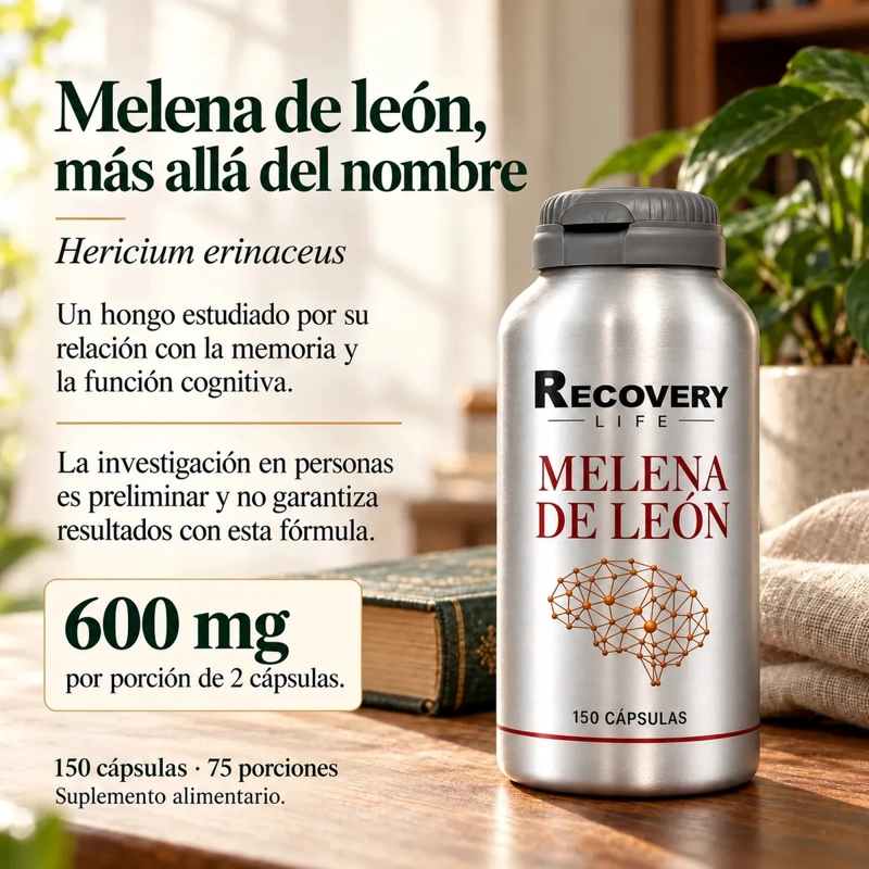 Melena De León Recovery Life 150 Cápsulas 600 Mg Por Porción - 2