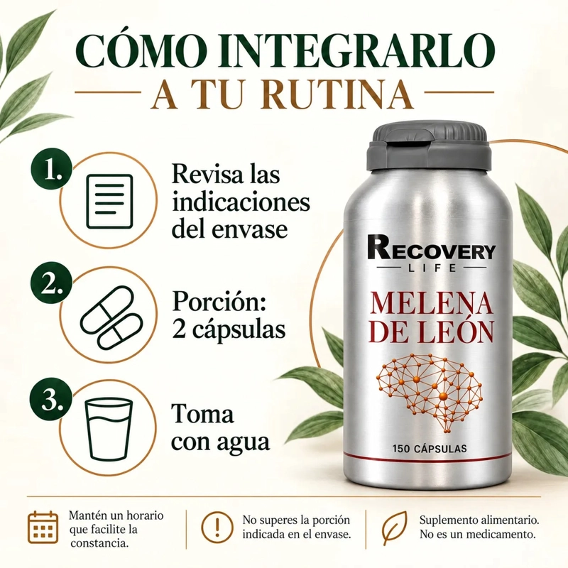 Melena De León Recovery Life 150 Cápsulas 600 Mg Por Porción - 7