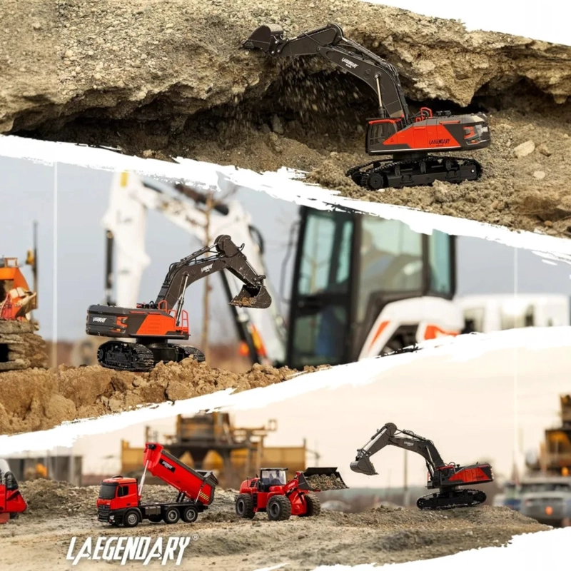 LAEGENDARY DIGGER EXCAVADORA RC 1:14 GRANDE, REALISTA NEGRO-ROJO - 7