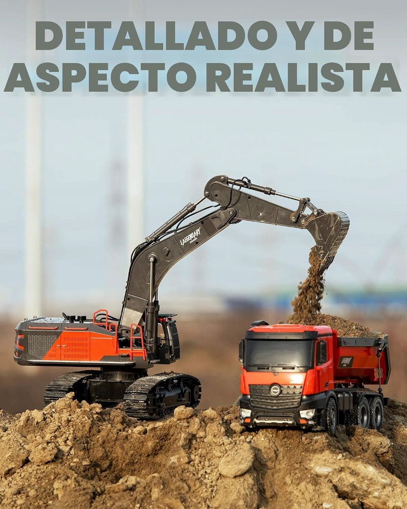 LAEGENDARY TIPPER CAMION VOLQUETE 4X4 RC GRANDE REALISTA 1:14 NARANJA - 2