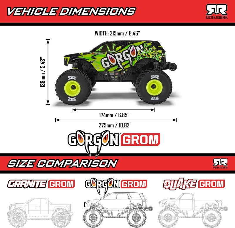 ARRMA RC MONSTER TRUCK 1/16 GORGON GROM 4X4 RTR BRUSHED VERDE - 9