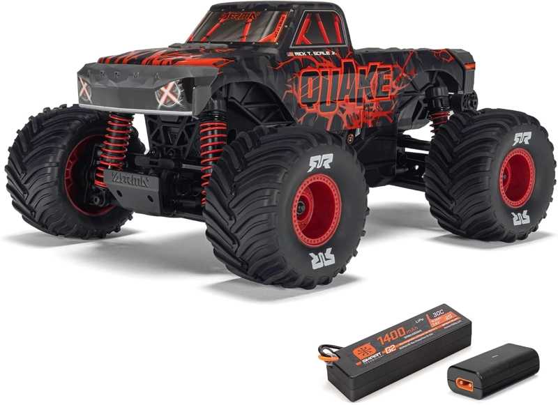 ARRMA RC MONSTER TRUCK 1/16 QUAKE GROM 4X4 RTR BRUSHED ROJO - 1