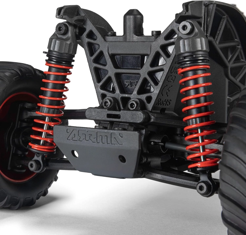 ARRMA RC MONSTER TRUCK 1/16 QUAKE GROM 4X4 RTR BRUSHED ROJO - 2