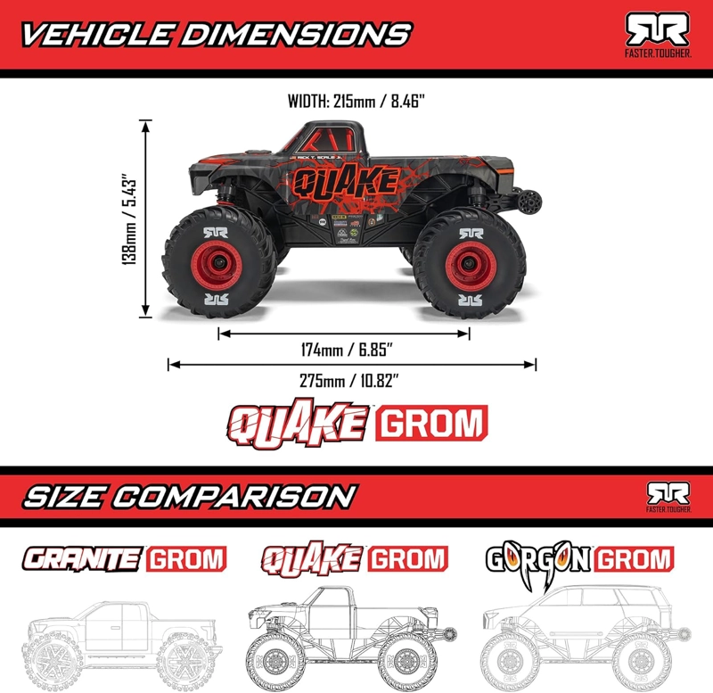 ARRMA RC MONSTER TRUCK 1/16 QUAKE GROM 4X4 RTR BRUSHED VERDE - 7