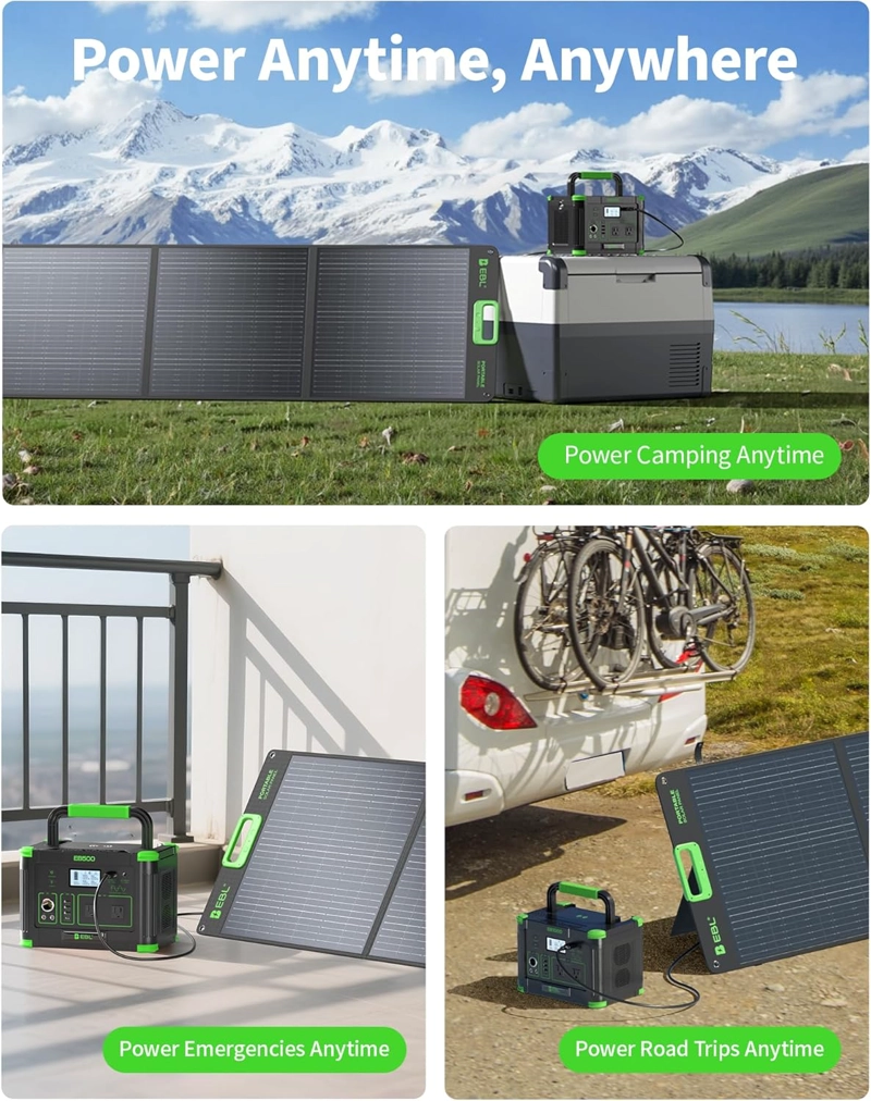EBL ESP-200 PANEL SOLAR PORTATIL PLEGABLE 200W IMPERMEABLE VERDE - 2