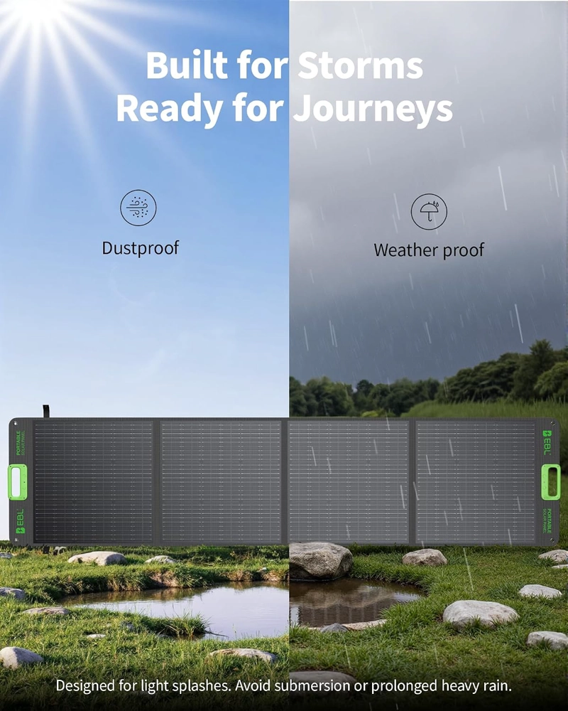 EBL ESP-200 PANEL SOLAR PORTATIL PLEGABLE 200W IMPERMEABLE VERDE - 5