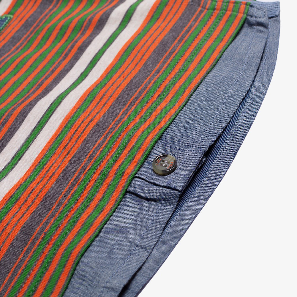 POLERA AUTOLISTADA JUNGLA , CUELLO CHAMBRE VERDE PILLIN - 3