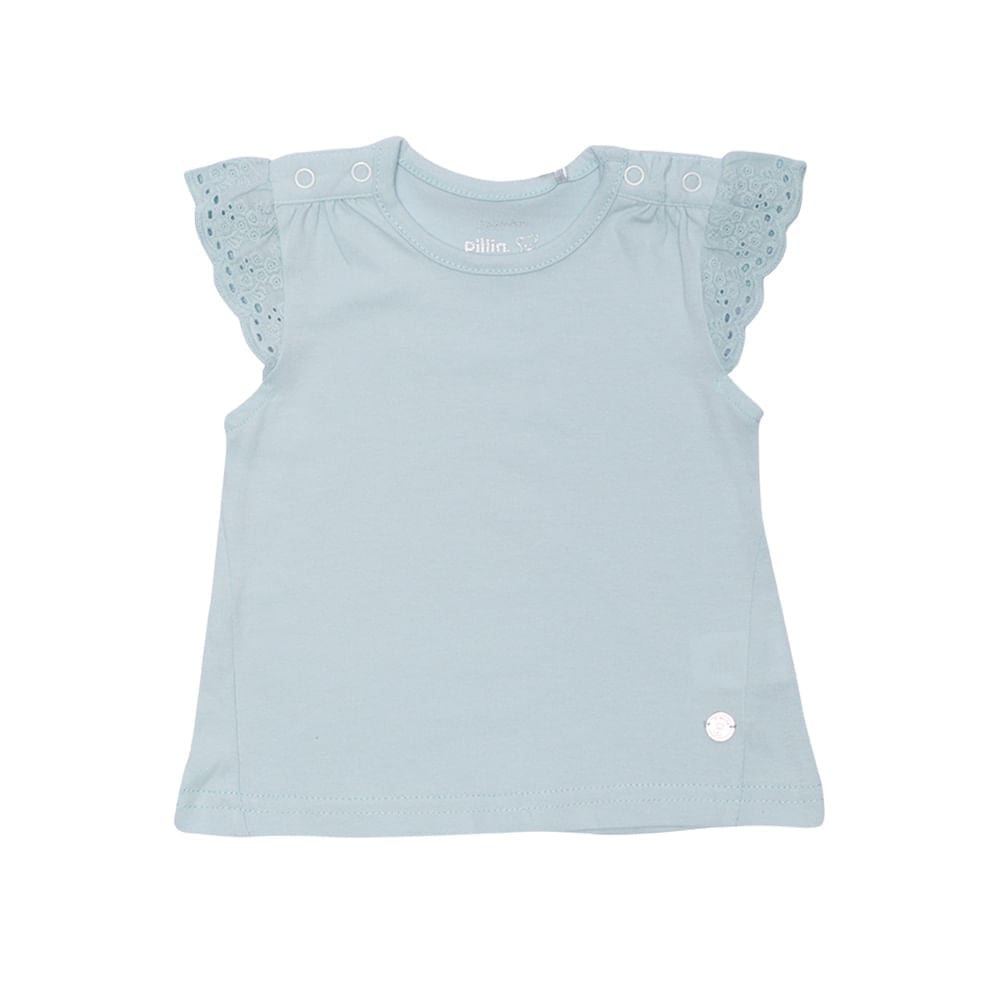 POLERA MANGA CORTA BEBE NIÑA TURQUESA PILLIN - 1