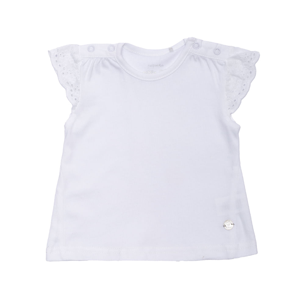 POLERA MANGA CORTA BEBE NIÑA BLANCO PILLIN - 1