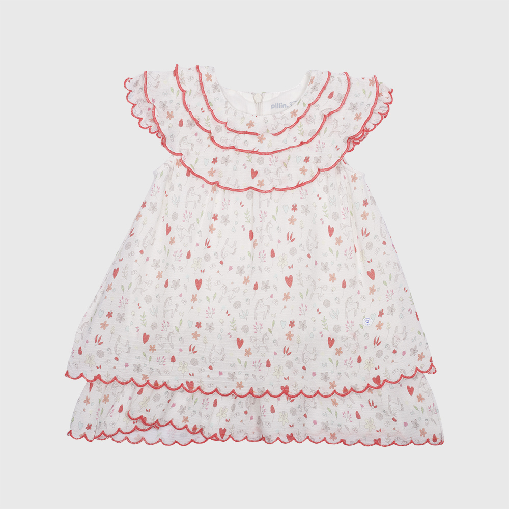 VESTIDO ALGODON NIÑA PILLIN BLANCO PVU826BCO VERANO BEBE - 1
