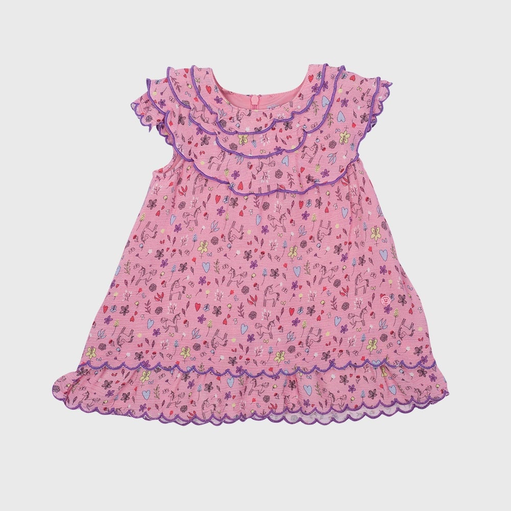 VESTIDO ALGODON NIÑA PILLIN ROSADO PVU826ROS BEBE - 1