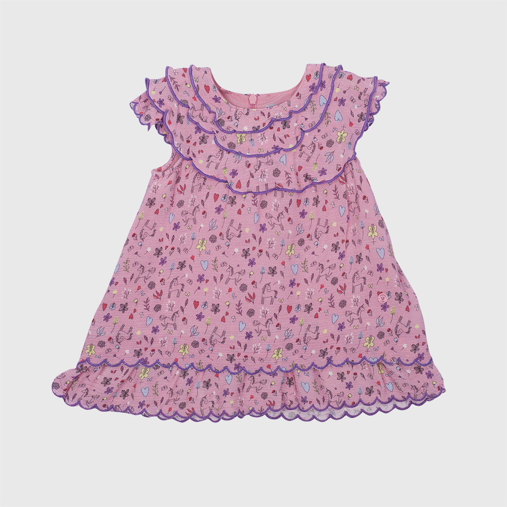 VESTIDO ALGODON NIÑA PILLIN ROSADO PVU826ROS BEBE - 1