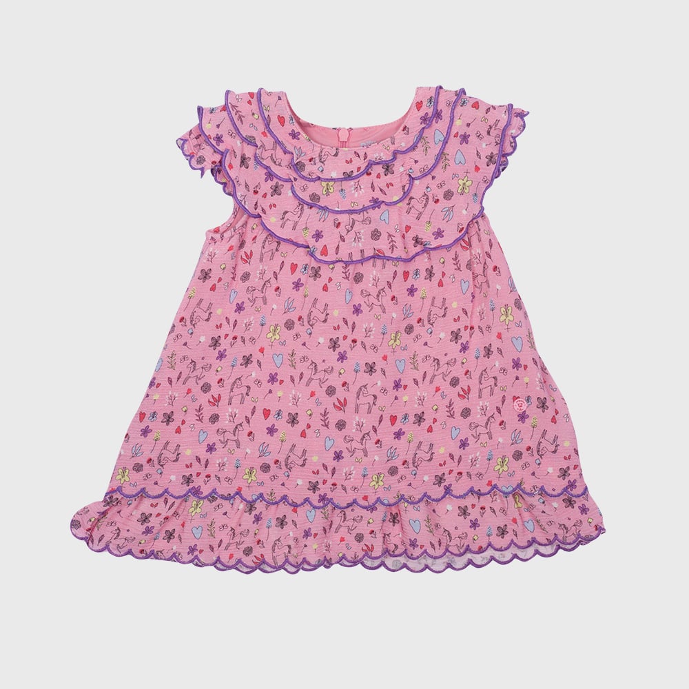 VESTIDO ALGODON NIÑA PILLIN ROSADO PVU826ROS BEBE - 1