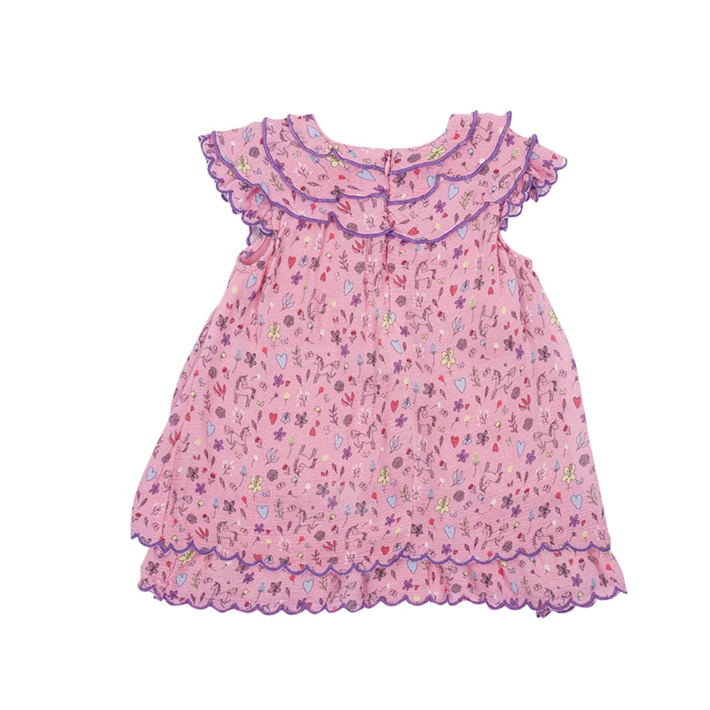 VESTIDO ALGODON NIÑA PILLIN ROSADO PVU826ROS BEBE - 2