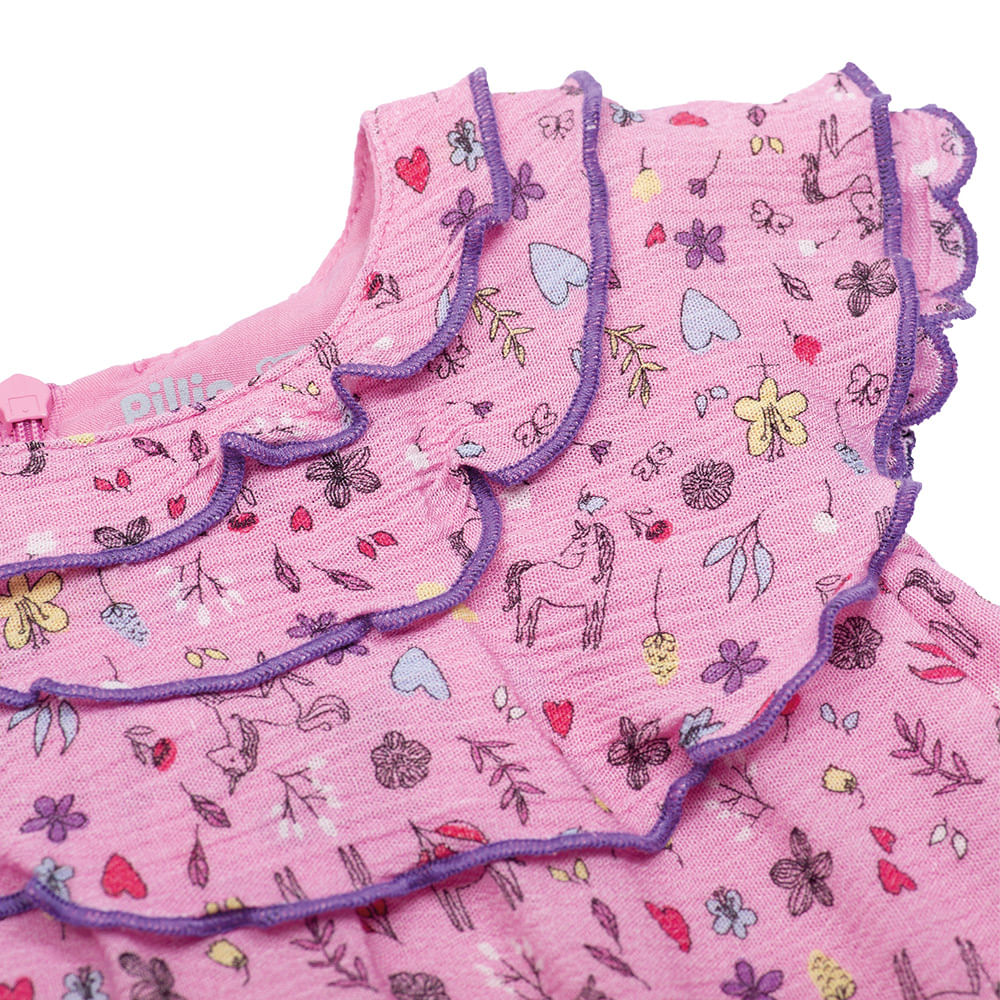 VESTIDO ALGODON NIÑA PILLIN ROSADO PVU826ROS BEBE - 3