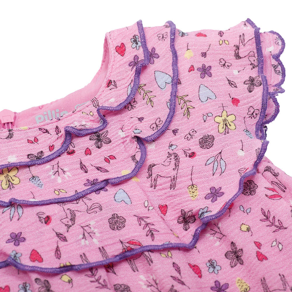 VESTIDO ALGODON NIÑA PILLIN ROSADO PVU826ROS BEBE - 3
