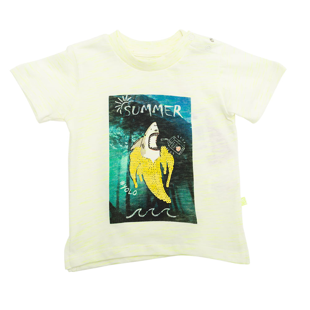 POLERA TIBURON BEBE NINO AMARILLO PILLIN