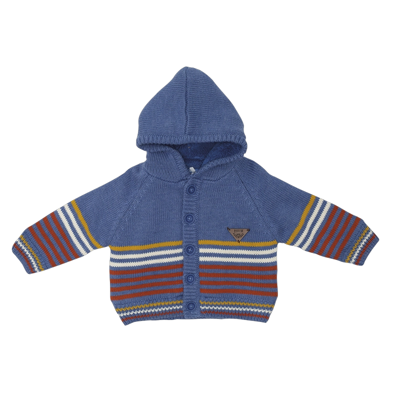 CHALECO CON CAPUCHA BEBE  NIÑO AZUL PILLIN - 1