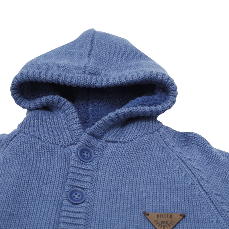 CHALECO CON CAPUCHA BEBE  NIÑO AZUL PILLIN - 2