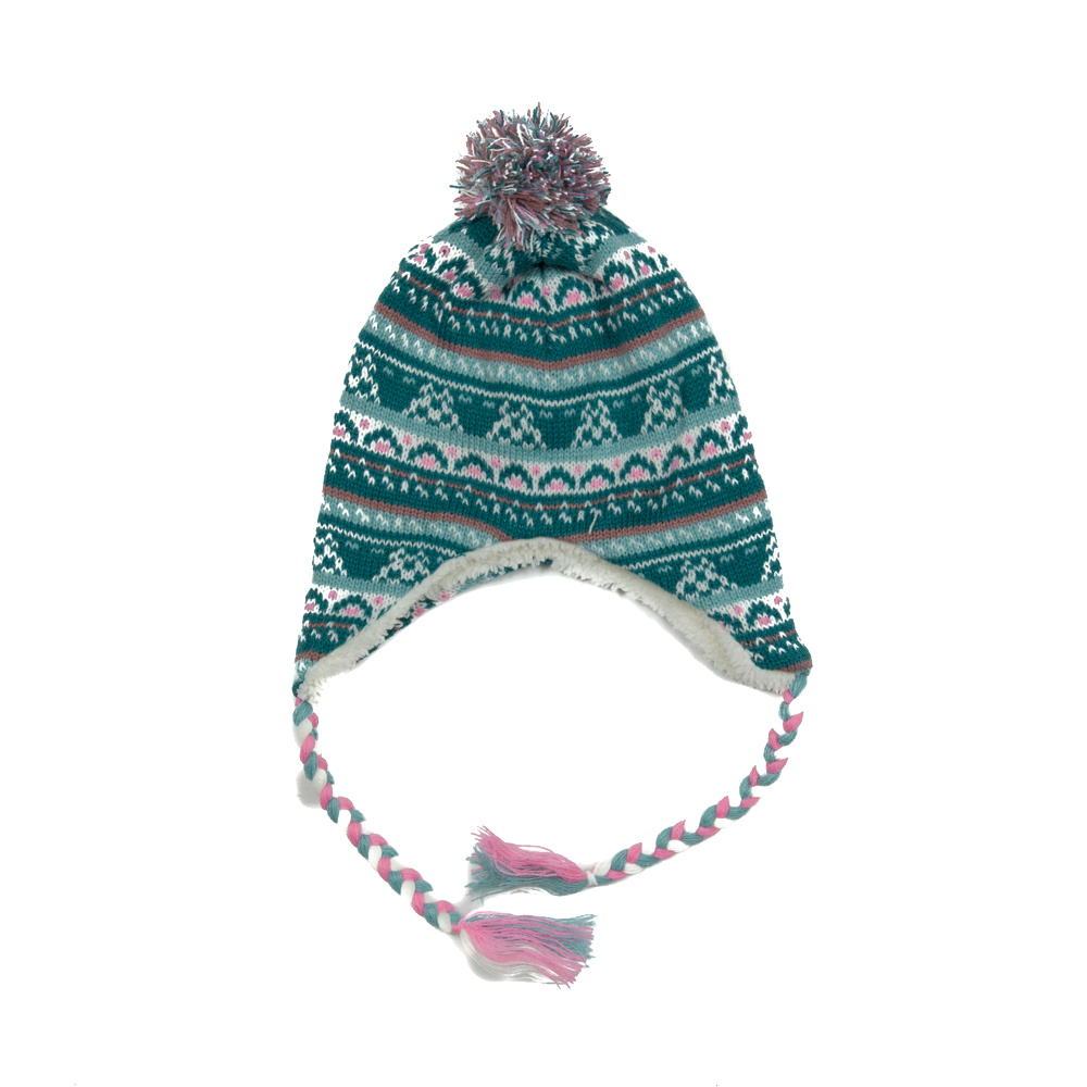 GORRO BEBÉ NIÑA PILLÍN TURQUESA OREJERAS Y POMPÓN - 1