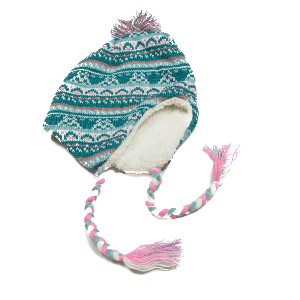 GORRO BEBÉ NIÑA PILLÍN TURQUESA OREJERAS Y POMPÓN - 4