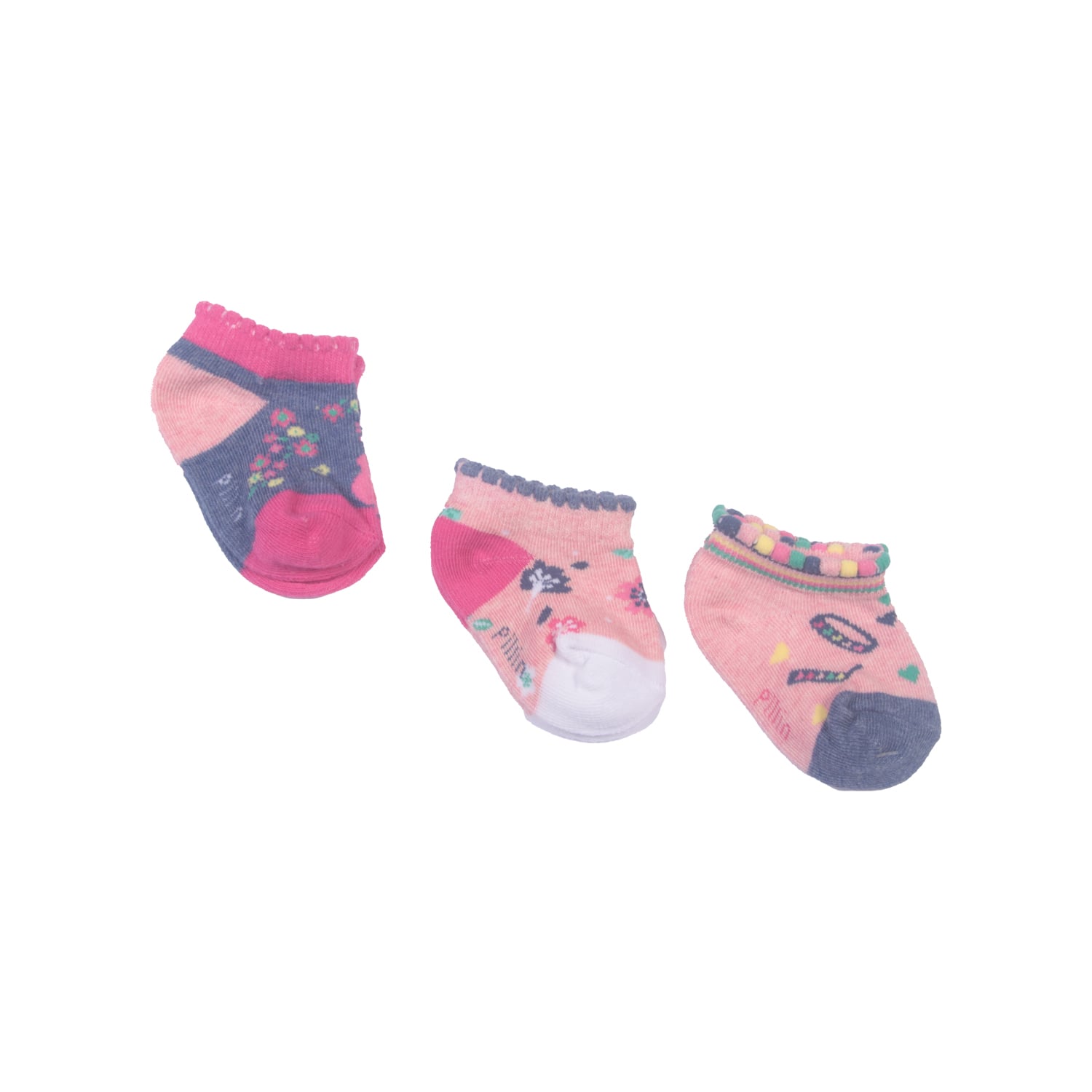 SET 3 PZAS CALCETÍN BEBE NIÑA MULTICOLOR PILLÍN - 1