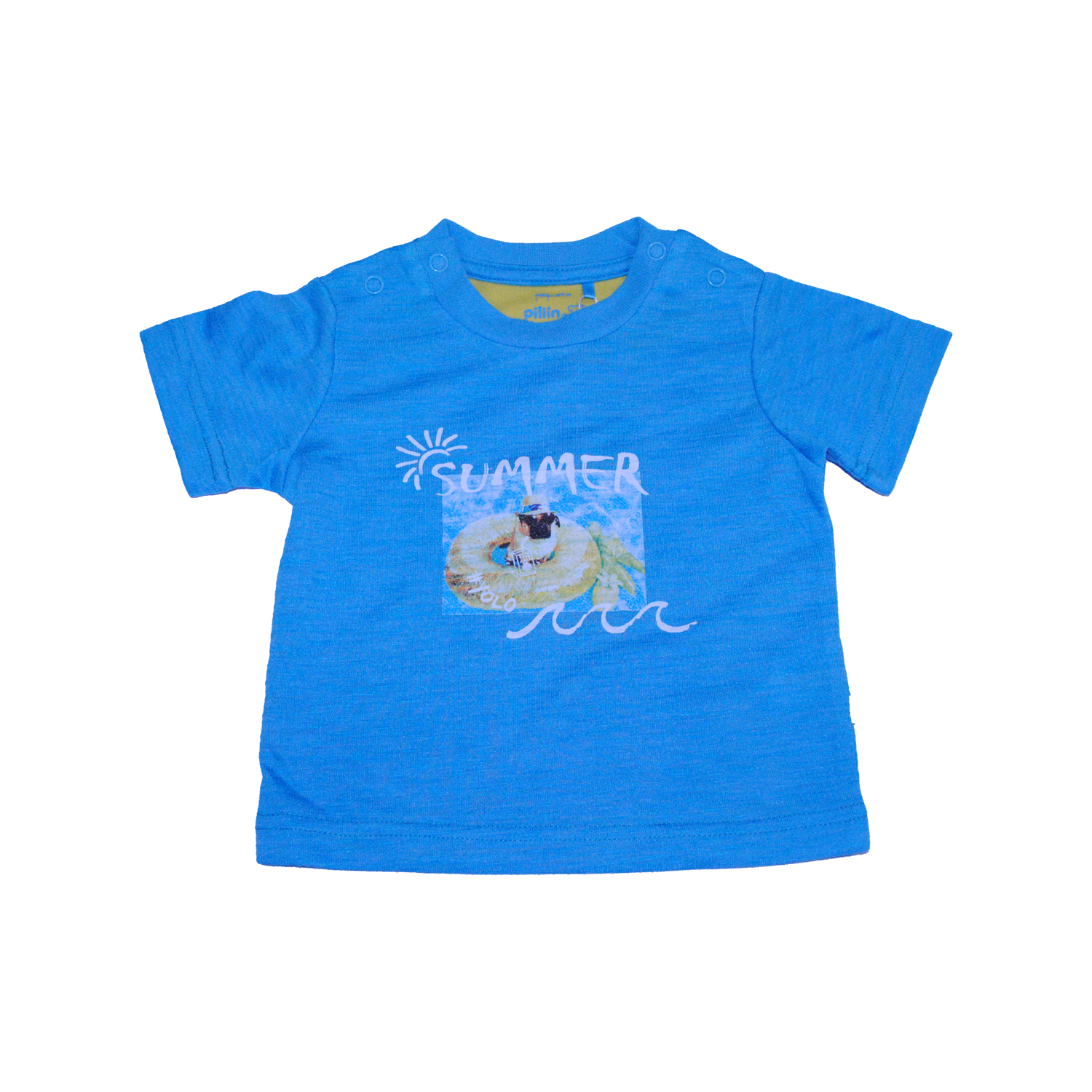 POLERA MANGA CORTA NIÑO PILLÍN PVW643CEL BEBE CELESTE - 1