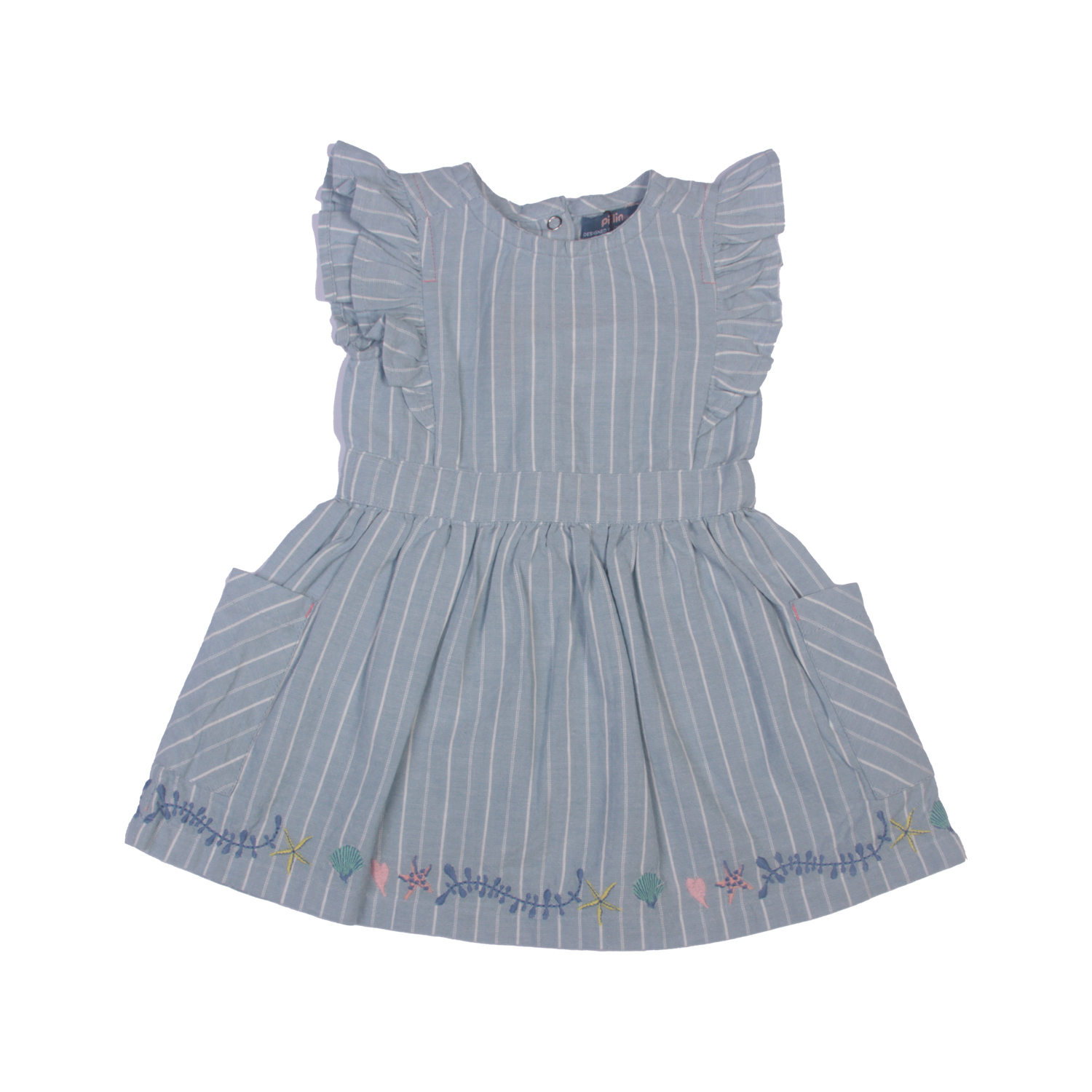 VESTIDO ALGODON NIÑA PILLIN CELESTE PVW739CEL BEBE - 1