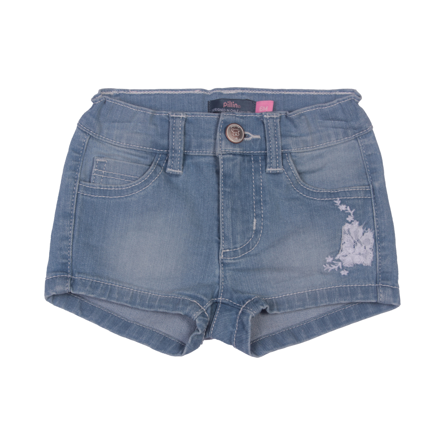 SHORT ALGODÓN NIÑA PILLÍN CELESTE BEBÉ PVW701CEL - 1