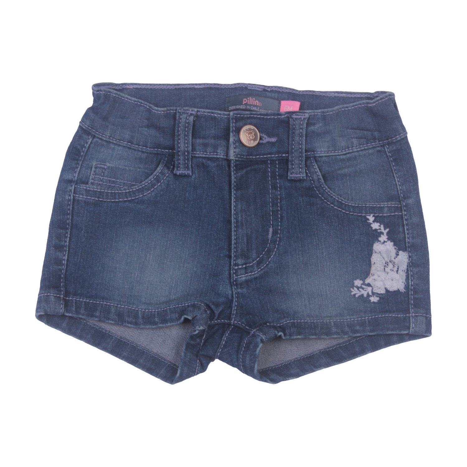SHORT BEBE NIÑA AZUL PILLIN - 1