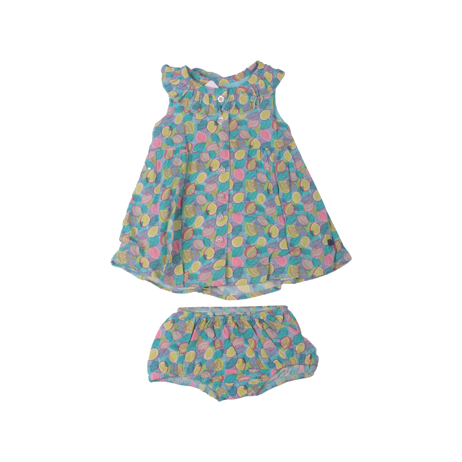 VESTIDO ALGODON NIÑA PILLIN TURQUESA PVW817CAL BEBE - 1