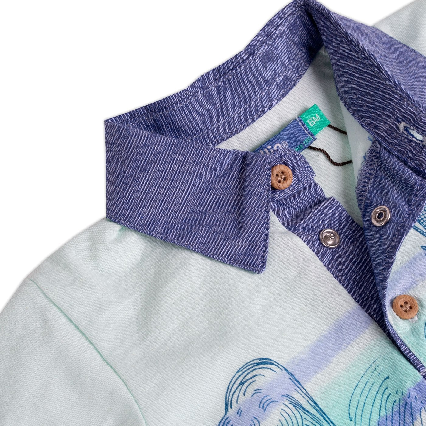 POLERA MANGA CORTA ALGODÓN NIÑO PILLÍN PVY635-23AQU BEBE AGUA - 2