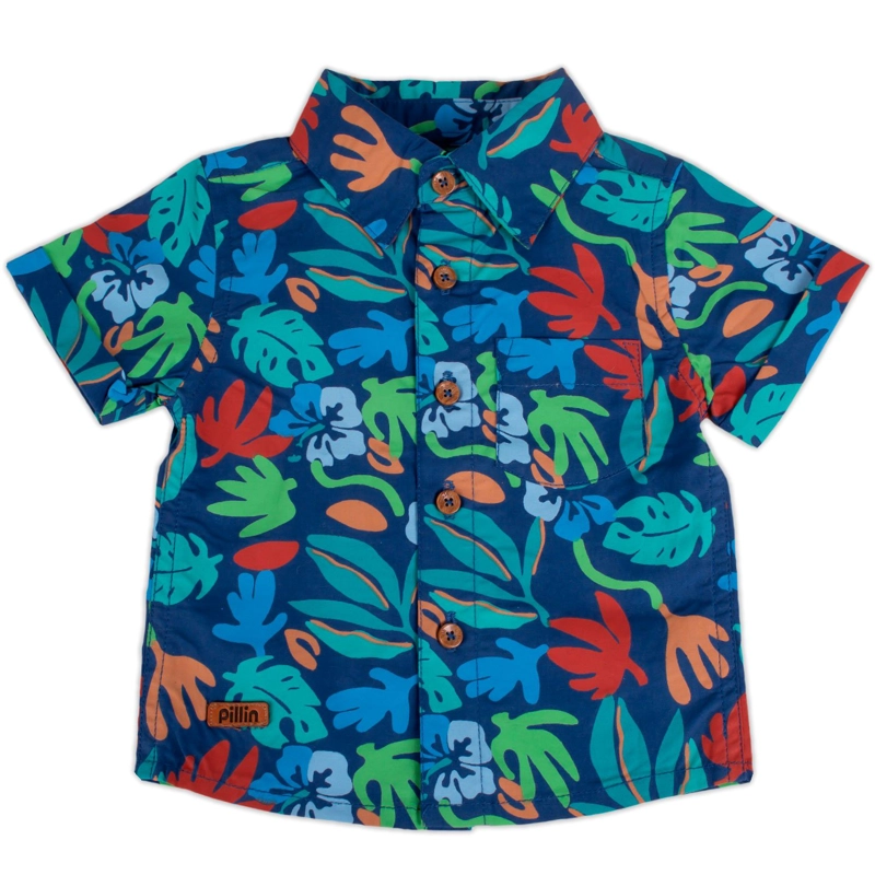 CAMISA MANGA CORTA ALGODÓN NIÑO PILLÍN PVY822-23AZU BEBE AZUL - 1