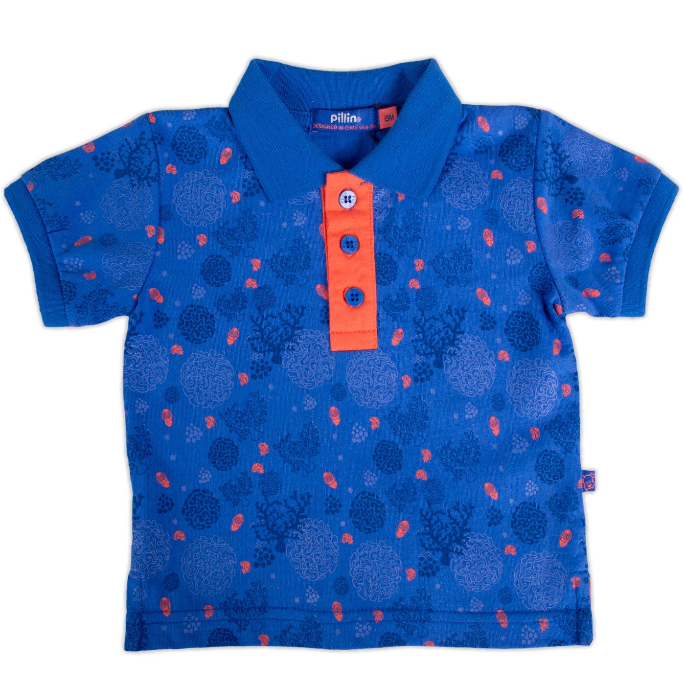 POLERA MANGA CORTA ALGODÓN NIÑO PILLÍN PVY636-23AZP BEBE AZUL PETRÓLEO - 1