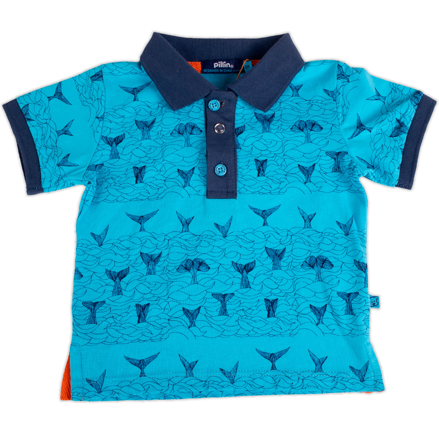 POLERA MANGA CORTA ALGODÓN NIÑO PILLÍN PVY659-23CAL BEBE TURQUESA - 1