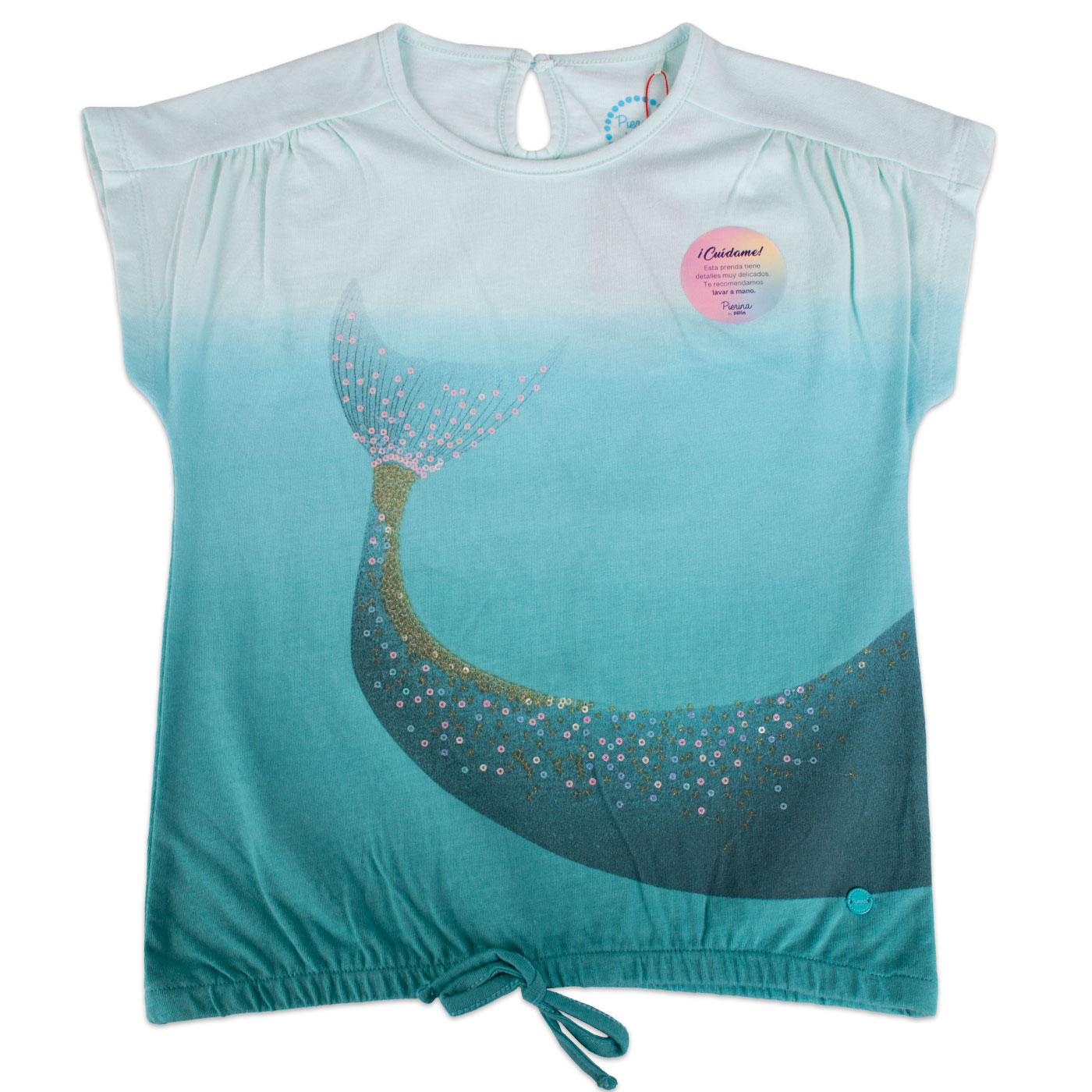POLERA MANGA CORTA ALGODÓN NIÑA PILLÍN PVY652-23VER VERDE - 1