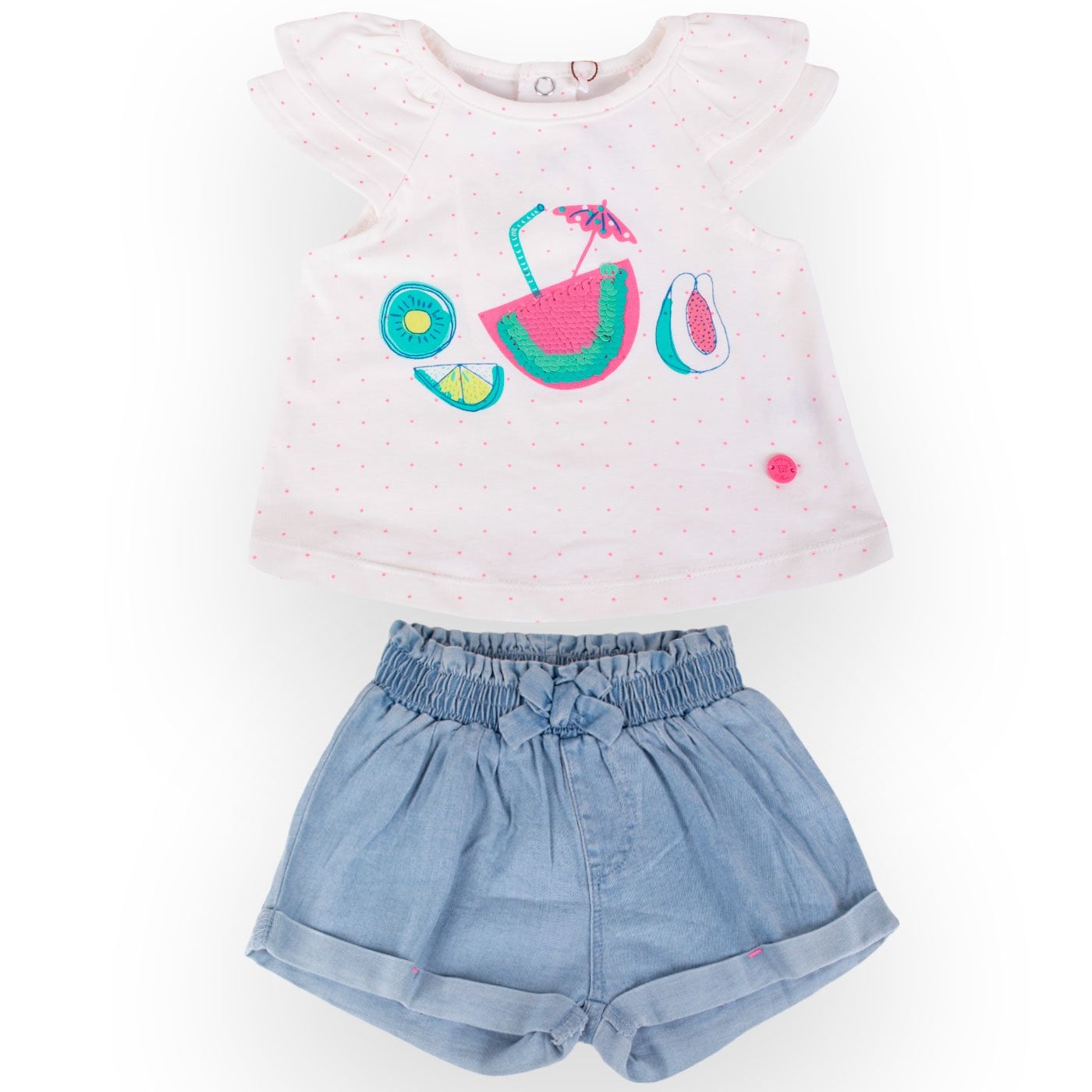 CONJUNTO NIÑA PILLIN DENIM PVY721-23DEN BEBE - 1