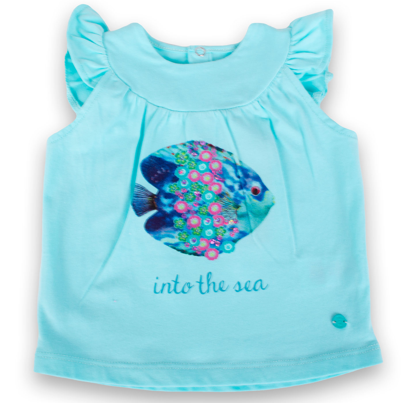 POLERA MANGA CORTA ALGODÓN NIÑA PILLÍN PVY633-23AQU BEBE AGUA - 1