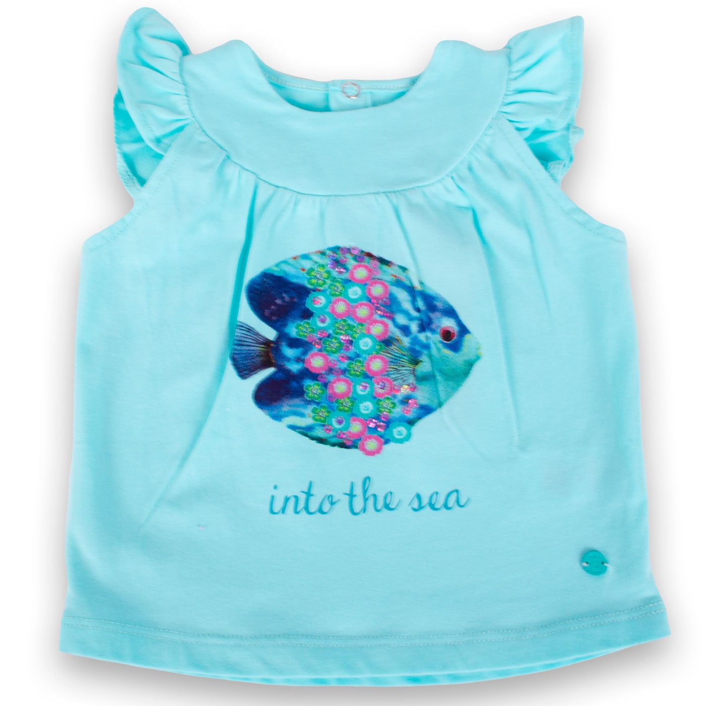 POLERA MANGA CORTA ALGODÓN NIÑA PILLÍN PVY633-23AQU BEBE AGUA - 1